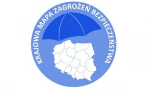 mapa Polski nad nią niebieski parasol