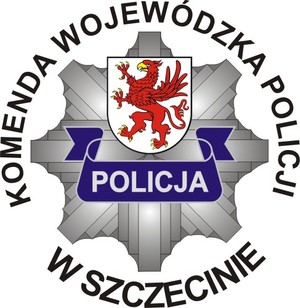 gwiazda policyjna, herb i napis Komenda Wojewódka Policji w Szczecinie