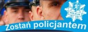 twarze policjantów w czapkach służbowych, obok logo policji