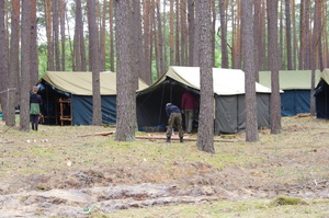 namioty w tle las