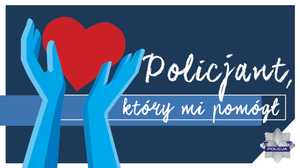 Na niebieskim tle dłonie trzymające czerwone serce obok nazwa konkursu