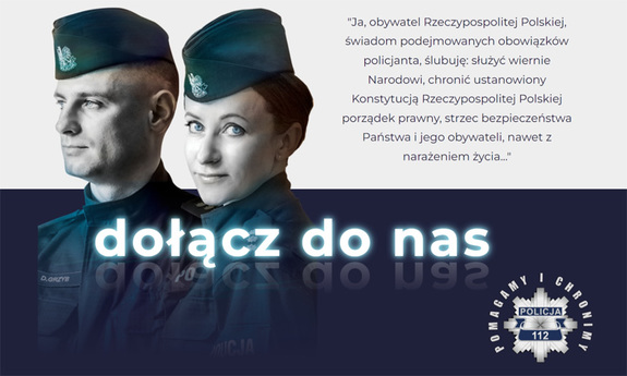 policjant i policjantka w tle treść